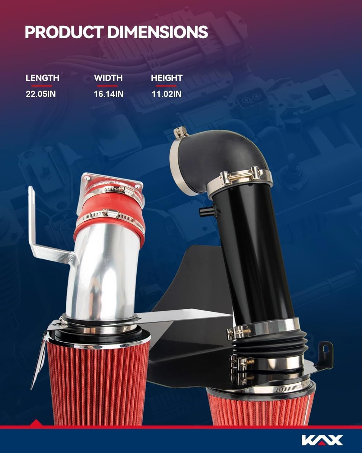 KAX Cold Air Intake Kit Compatible with Silverado 1500/ Sierra 1500 / Avalanche 2009-2013, Tahoe/Suburban 1500/ Yukon/Yukon XL 1500 2009-2014, Escalade/Escalade ESV 2009-2014, Red